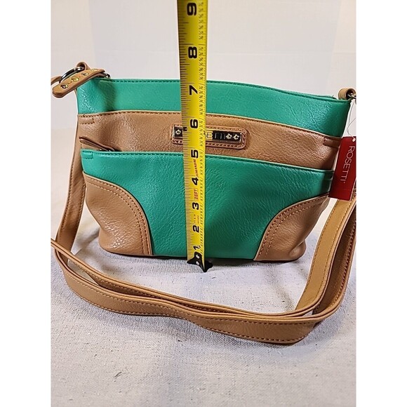 NWT Rosetti Women's Triple Play Crossbody Purse Green & Tan Adjustable Strap - Picture 4 of 8